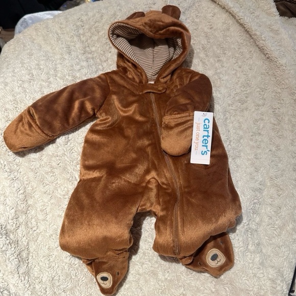 Carter's Other - CARTER'S  3 month Bunting Brown Bear One Piece Winter Coat Jacket Snowsuit NEW